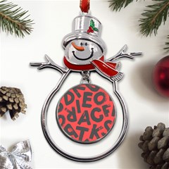 Letters Alphabet Typography Texture Metal Snowman Ornament