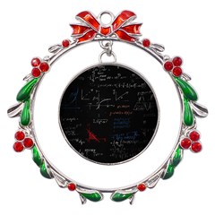 Math Mathematics Pattern Metal X mas Wreath Ribbon Ornament by pakminggu