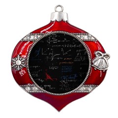 Math Mathematics Pattern Metal Snowflake And Bell Red Ornament