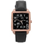 Future Space Aesthetic Math Rose Gold Leather Watch  Front