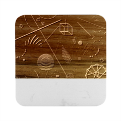 Future Space Aesthetic Math Marble Wood Coaster (square) by pakminggu