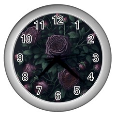 Rose Flower Plant Wall Clock (silver) by pakminggu