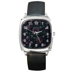 Rose Flower Plant Square Metal Watch by pakminggu