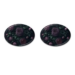 Rose Flower Plant Cufflinks (oval) by pakminggu