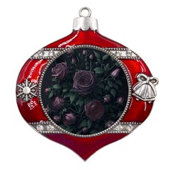 Rose Flower Plant Metal Snowflake And Bell Red Ornament by pakminggu