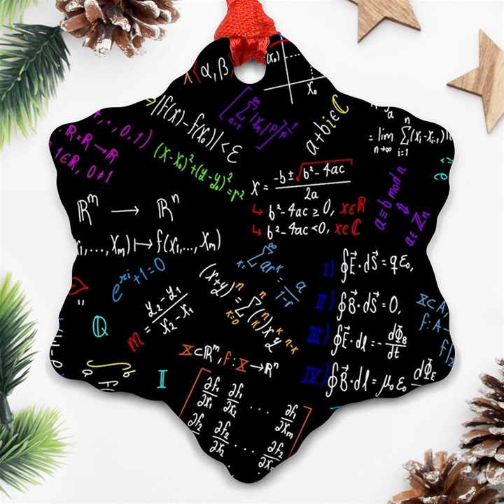 Mathematics  Physics Maths Math Pattern Snowflake Ornament (Two Sides)