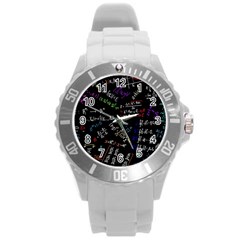 Mathematics  Physics Maths Math Pattern Round Plastic Sport Watch (l) by pakminggu