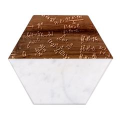 Mathematics  Physics Maths Math Pattern Marble Wood Coaster (hexagon)  by pakminggu