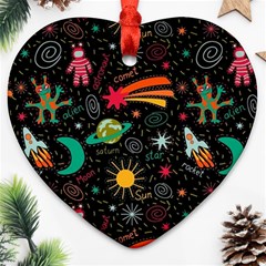 Space Seamless Pattern Ornament (heart)