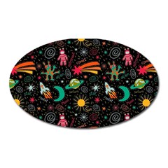 Space Seamless Pattern Oval Magnet by pakminggu