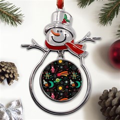 Space Seamless Pattern Metal Snowman Ornament