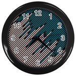 Abstract Diagonal Striped Lines Pattern Wall Clock (Black) Front