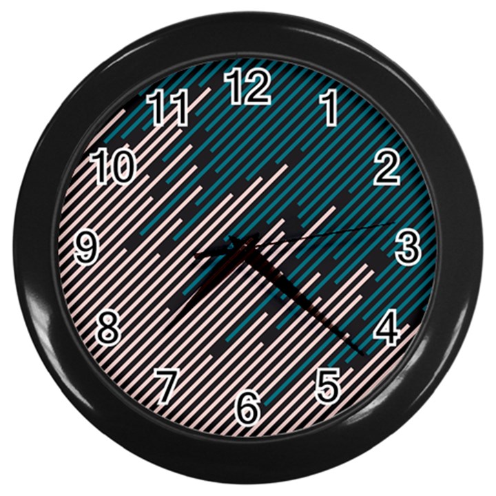 Abstract Diagonal Striped Lines Pattern Wall Clock (Black)