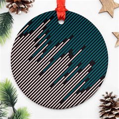 Abstract Diagonal Striped Lines Pattern Round Ornament (two Sides)