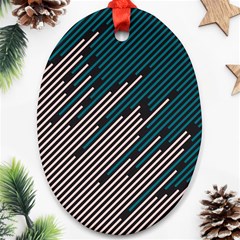 Abstract Diagonal Striped Lines Pattern Oval Ornament (two Sides)