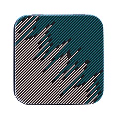 Abstract Diagonal Striped Lines Pattern Square Metal Box (black) by pakminggu