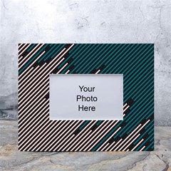 Abstract Diagonal Striped Lines Pattern White Tabletop Photo Frame 4 x6  by pakminggu