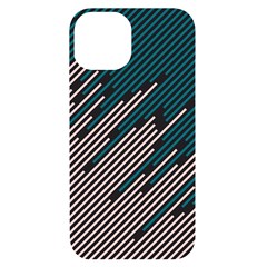 Abstract Diagonal Striped Lines Pattern Iphone 14 Black Uv Print Case by pakminggu