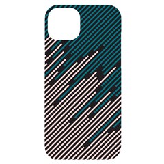 Abstract Diagonal Striped Lines Pattern Iphone 14 Plus Black Uv Print Case by pakminggu