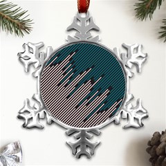 Abstract Diagonal Striped Lines Pattern Metal Small Snowflake Ornament by pakminggu