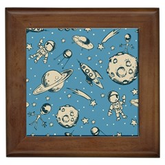 Space Objects Nursery Pattern Framed Tile by pakminggu