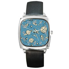 Space Objects Nursery Pattern Square Metal Watch by pakminggu