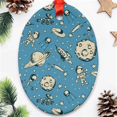 Space Objects Nursery Pattern Oval Ornament (two Sides)