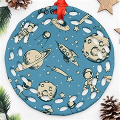 Space Objects Nursery Pattern Ornament (round Filigree)