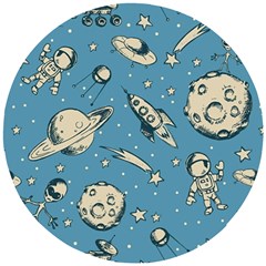 Space Objects Nursery Pattern Wooden Puzzle Round by pakminggu