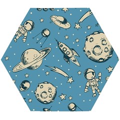 Space Objects Nursery Pattern Wooden Puzzle Hexagon by pakminggu