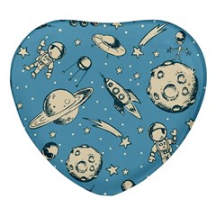 Space Objects Nursery Pattern Heart Glass Fridge Magnet (4 Pack) by pakminggu