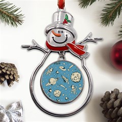 Space Objects Nursery Pattern Metal Snowman Ornament