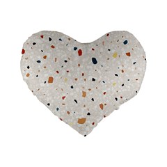 Terrazzo Natural Stone Pattern Art Standard 16  Premium Heart Shape Cushions by pakminggu