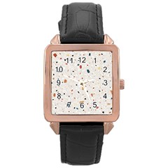 Terrazzo Natural Stone Pattern Art Rose Gold Leather Watch  by pakminggu