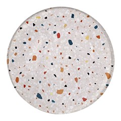 Terrazzo Natural Stone Pattern Art Round Glass Fridge Magnet (4 Pack)