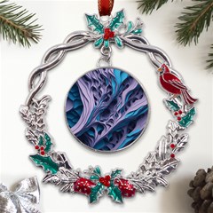 Abstract Trims Metal X mas Wreath Holly Leaf Ornament