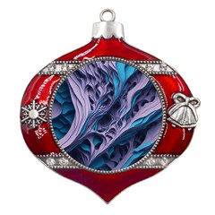 Abstract Trims Metal Snowflake And Bell Red Ornament