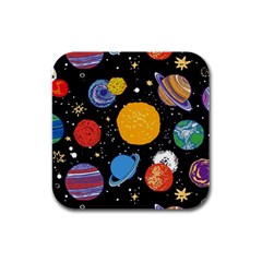 Circle Illustration Space Art Cute Pattern Rubber Square Coaster (4 Pack) by pakminggu