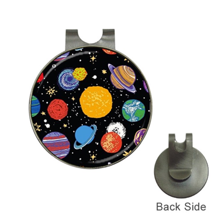 Circle Illustration Space Art Cute Pattern Hat Clips with Golf Markers