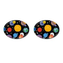 Circle Illustration Space Art Cute Pattern Cufflinks (oval) by pakminggu