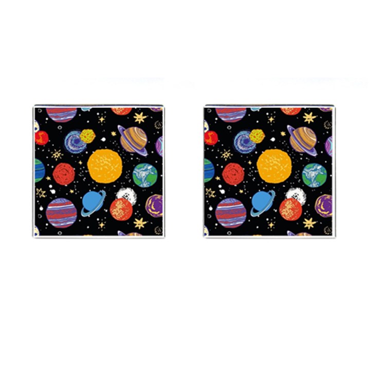 Circle Illustration Space Art Cute Pattern Cufflinks (Square)