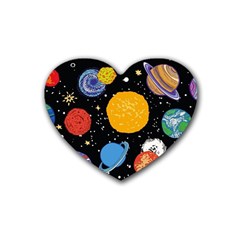 Circle Illustration Space Art Cute Pattern Rubber Heart Coaster (4 Pack) by pakminggu