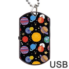 Circle Illustration Space Art Cute Pattern Dog Tag Usb Flash (one Side) by pakminggu