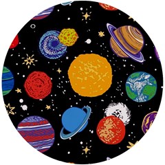 Circle Illustration Space Art Cute Pattern Uv Print Round Tile Coaster