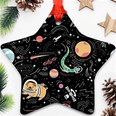 Cat And Dog Space Pattern Ornament (star)