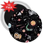 Cat And Dog Space Pattern 3  Magnets (10 pack)  Front