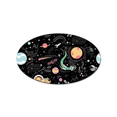 Cat And Dog Space Pattern Sticker (oval) by pakminggu