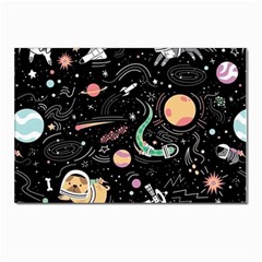 Cat And Dog Space Pattern Postcard 4 x 6  (pkg Of 10) by pakminggu