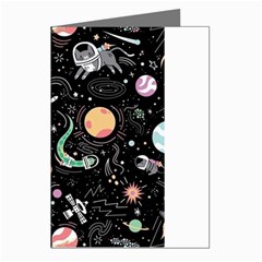 Cat And Dog Space Pattern Greeting Cards (pkg Of 8)