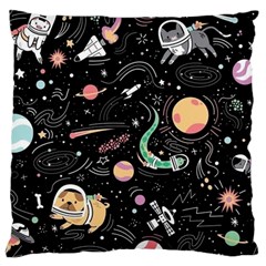 Cat And Dog Space Pattern Large Cushion Case (two Sides) by pakminggu